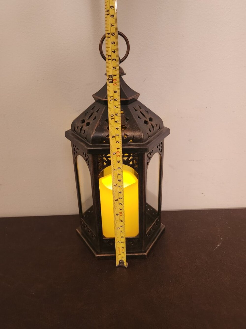 Hexagon Moroccan Style Decorative Hanging LED Candle Lantern Large - Picture 3 of 3